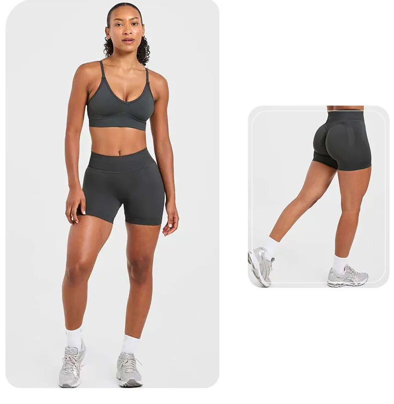 New High Stretchy Yoga Shorts Women Seamless Slimshorts Quick-dry Skinny Butt Liftting Fitness Running Solid Sports Leggings