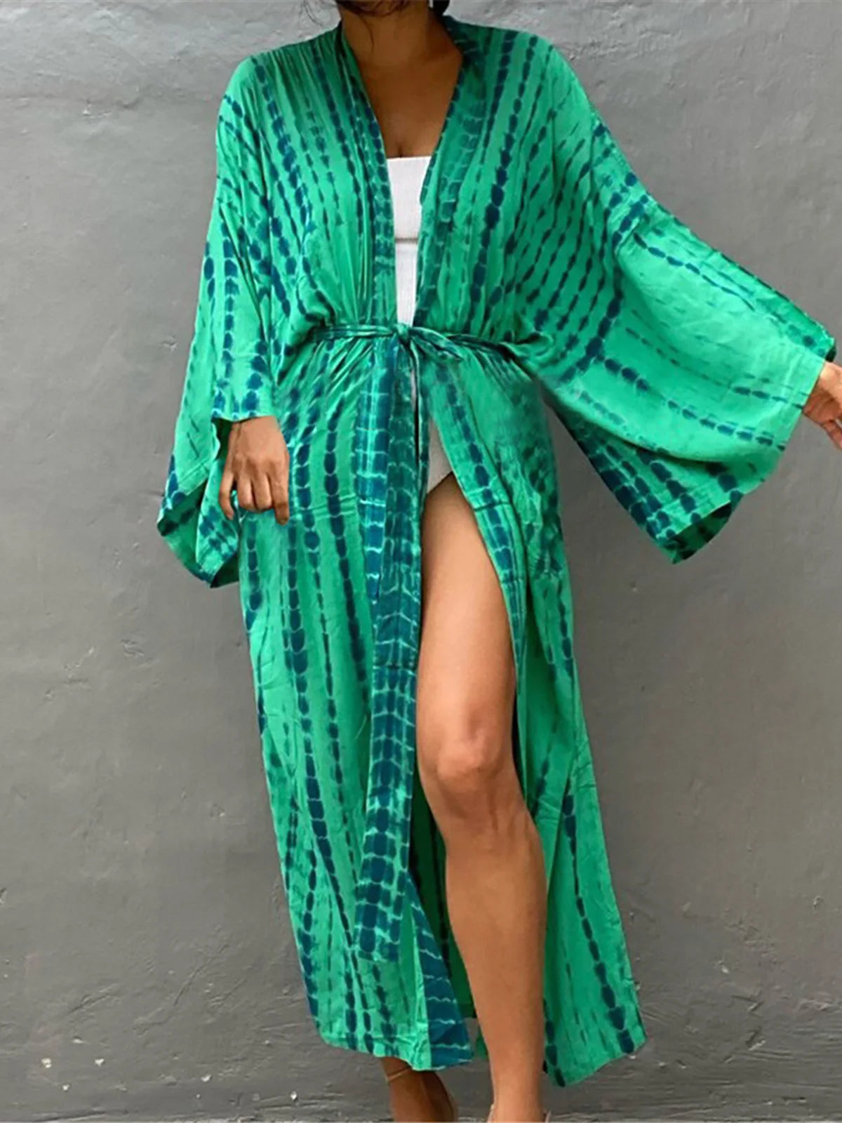 New 11 Colors Printed Long Sleeve With Belt Tunic Beach Cover Up Cover-ups Beach Dress Beach Wear Beachwear Female Women V4521