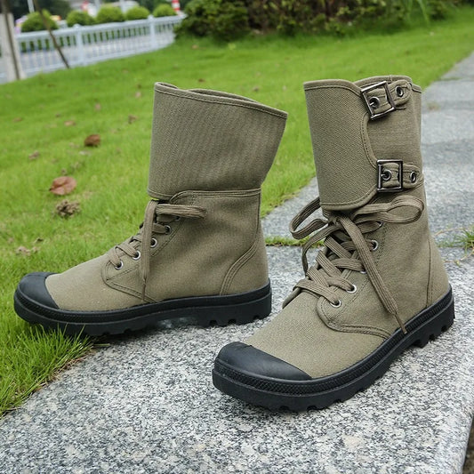 Men's High-top Canvas Boots Breathable Casual Boot Outdoor Desert Boots Non Slip Hiking Boots for Men New Sneakers Botas Hombre