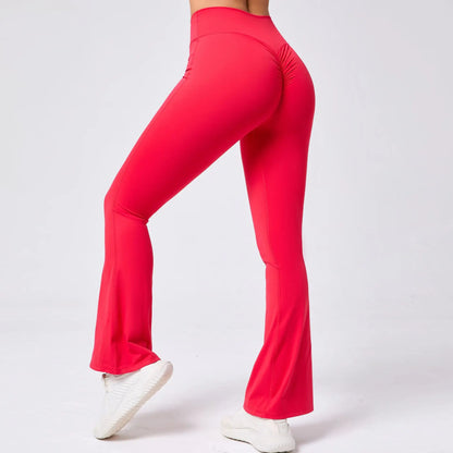 High Waist Sporty Flare Leggings Trousers Women Trends Scrunch Bum Leggings for Fitness Yoga Pants Gym Tights Push Up Red Black