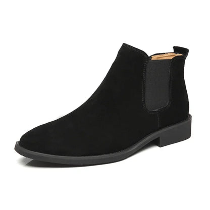 Men's Retro Classical Chelsea Boots Cow Suede Genuine Leather Mens Fashion Ankle Short Boot High-Top Casual Shoes for Men