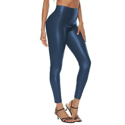 Women High Waist Faux Leather Pants High Waist Imitation Leather Leggings for Women Lifting Tight Fit Trousers with High