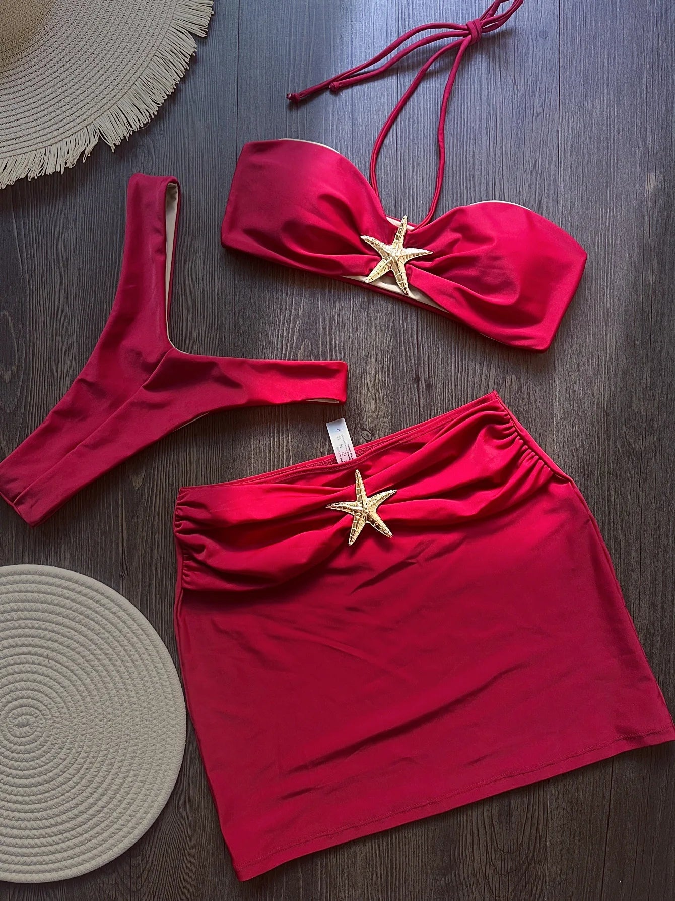 3 Pieces Bikini Set Push Up Bikini 2025 Sexy Women Swimsuit Shiny Skirt Female Swimwear Brazil Bathing Suit Beachwear Cover Ups