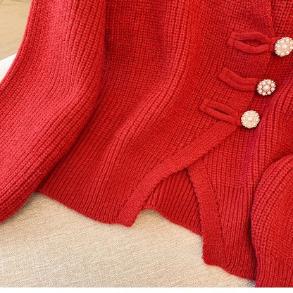 New 2026 Autumn Winter Design Splicing Slim Women Knitted Cardigan Sweater Jacket Fashion Fake Two Items Loose Ladies Top