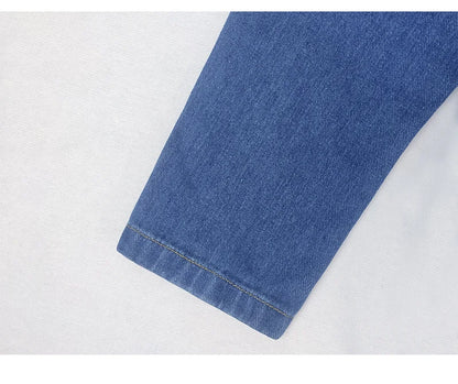 Women Vintage American Style Denim Jacket Spring Autumn Ladies Casual Slim Fit Single Breasted Long Sleeve Thin Jean Coat 2025