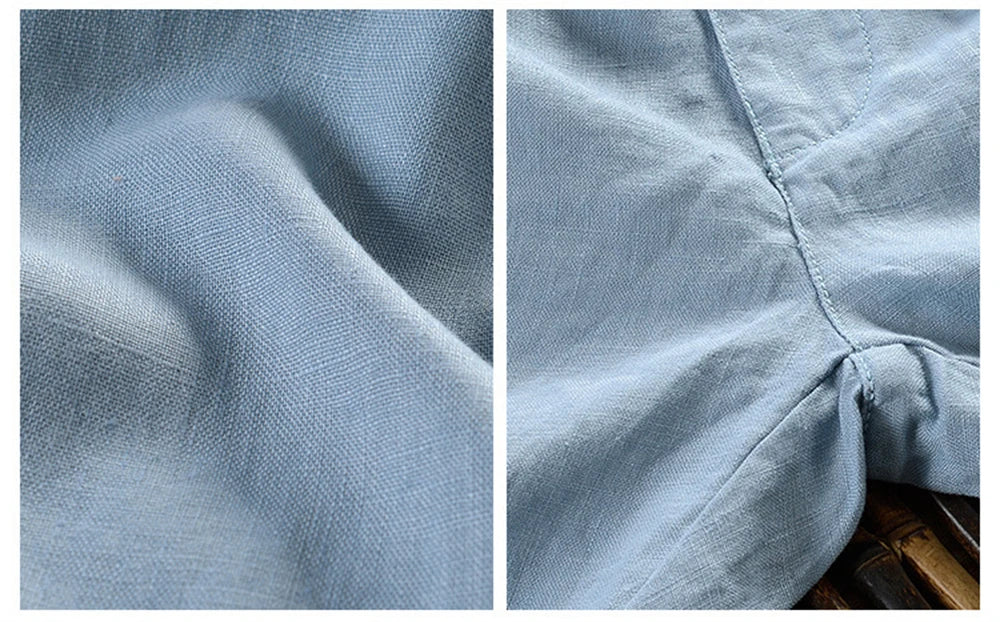 2025 Summer men's Linen pants Thin Breathable Spring solid Beach Trousers for men Elasticated waist white man Casual pants