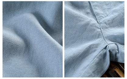 2025 Summer men's Linen pants Thin Breathable Spring solid Beach Trousers for men Elasticated waist white man Casual pants