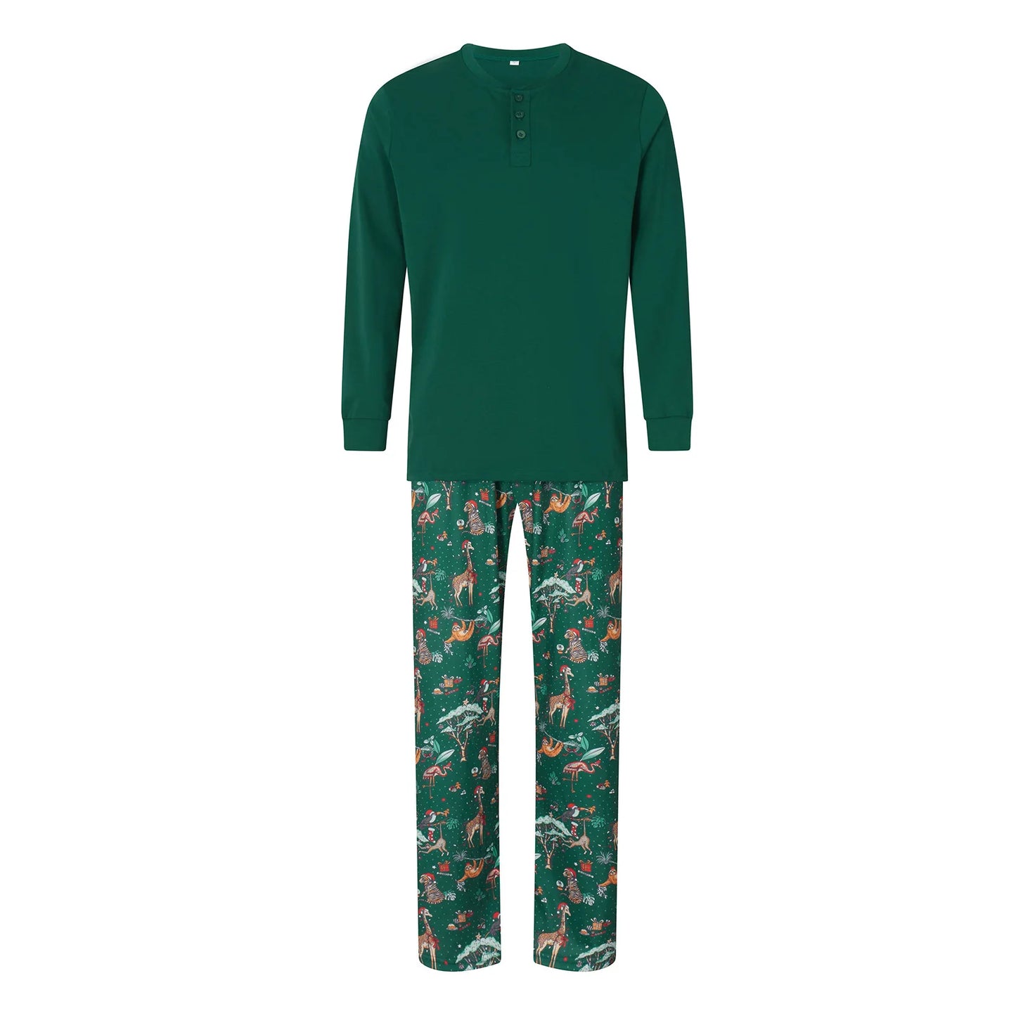 Christmas Pajamas Set for Family/Couples/Kids 2026 New Year's Costumes Allover Print Full Sleeve O Neck Sleepwear 2 Pieces Suit