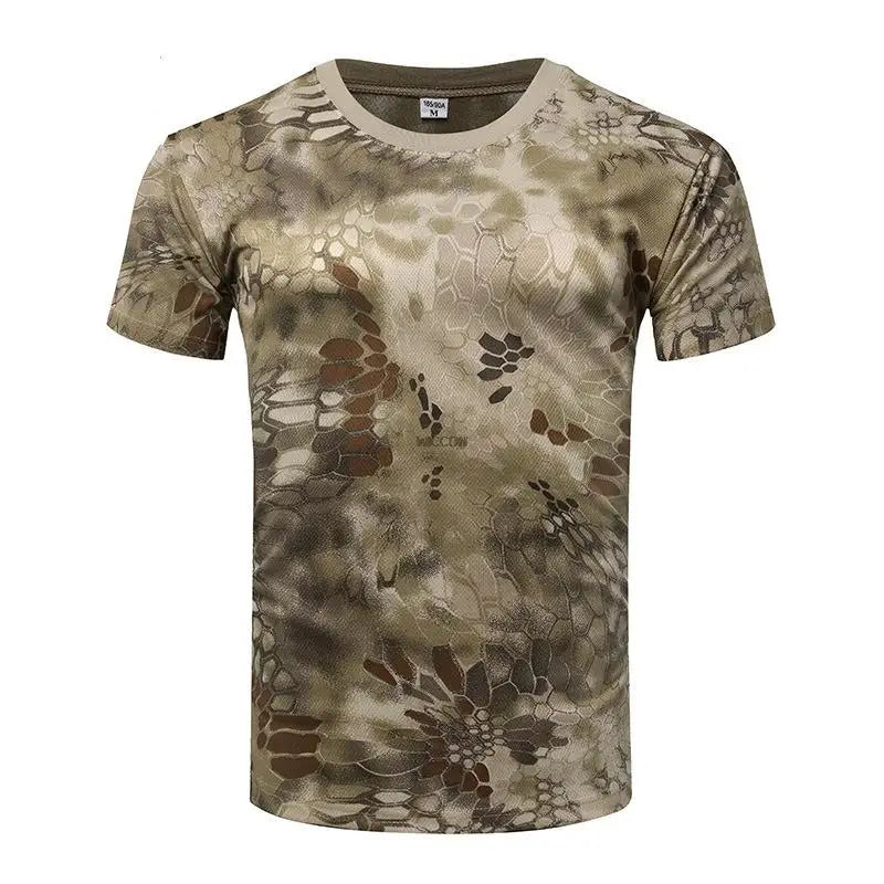 Summer Men's Quick Dry Combat T Shirt Military Jungle Desert Camouflage Tactical Short Sleeve Tough Guy Outdoor Hunting Top 6XL