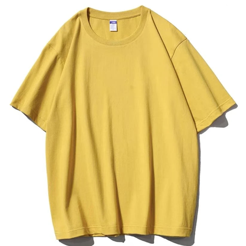 320g Cotton T Shirts Men Short Sleeved Heavyweight Summer Round Neck Loose Breathable Shirt for Men Women Basic Tees