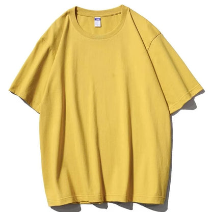 320g Cotton T Shirts Men Short Sleeved Heavyweight Summer Round Neck Loose Breathable Shirt for Men Women Basic Tees