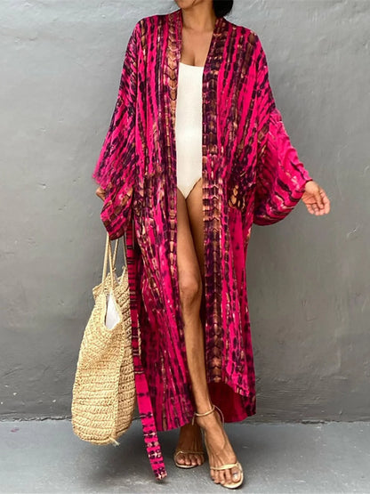 New 11 Colors Printed Long Sleeve With Belt Tunic Beach Cover Up Cover-ups Beach Dress Beach Wear Beachwear Female Women V4521