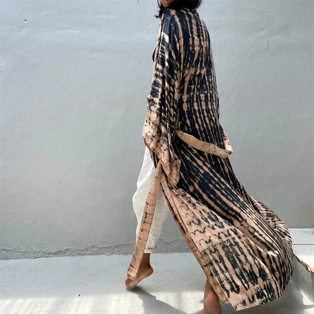 New 11 Colors Printed Long Sleeve With Belt Tunic Beach Cover Up Cover-ups Beach Dress Beach Wear Beachwear Female Women V4521
