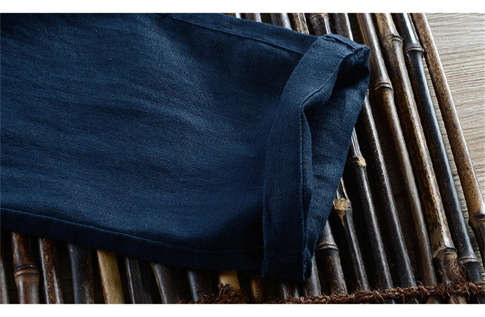 2025 Summer men's Linen pants Thin Breathable Spring solid Beach Trousers for men Elasticated waist white man Casual pants