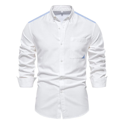 AIOPESON 2023 New Autumn Cotton Men's Oxford Shirt Long Sleeve Button Down Social Business Casual Shirts for Men