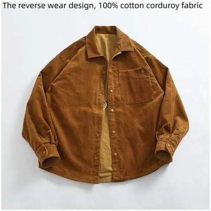 Reversible A+B fabric outdoor functional cargo jacket men's loose pocket lapel retro American casual jacket