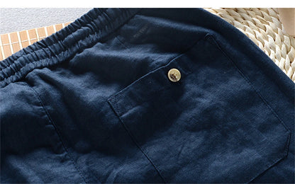 2025 Summer men's Linen pants Thin Breathable Spring solid Beach Trousers for men Elasticated waist white man Casual pants