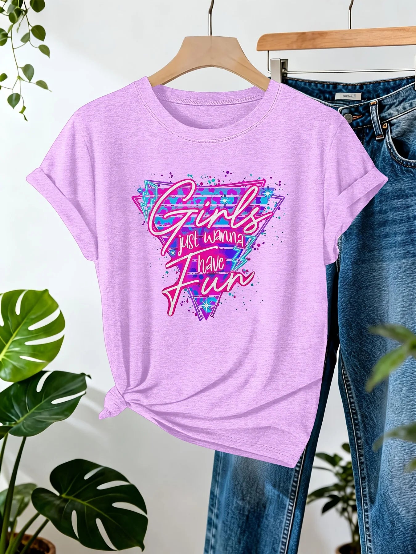 Girls Just Wanna Have Fun Women's Tee - Retro 80s Graphic, Casual Party Top