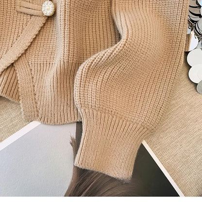 New 2026 Autumn Winter Design Splicing Slim Women Knitted Cardigan Sweater Jacket Fashion Fake Two Items Loose Ladies Top