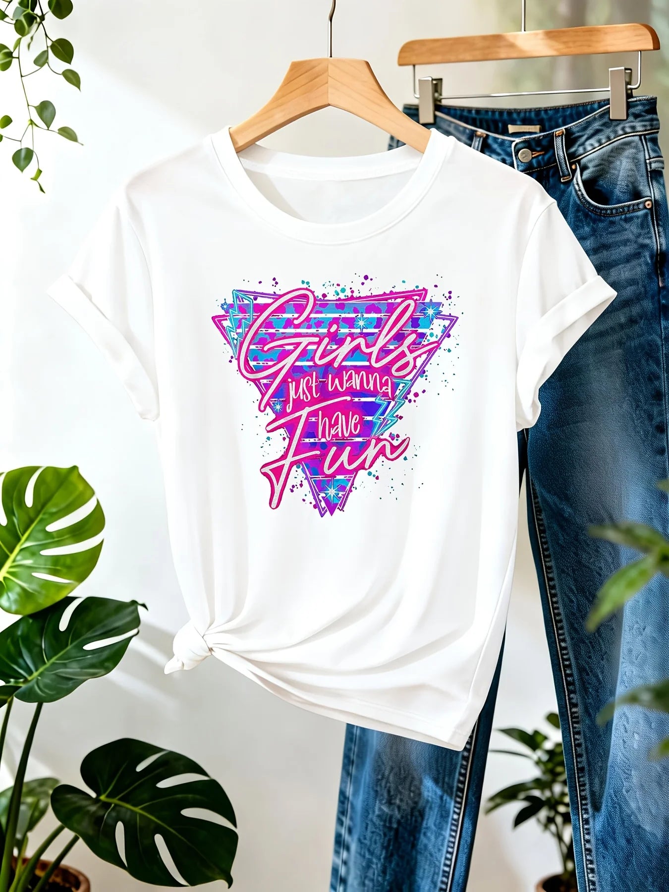 Girls Just Wanna Have Fun Women's Tee - Retro 80s Graphic, Casual Party Top