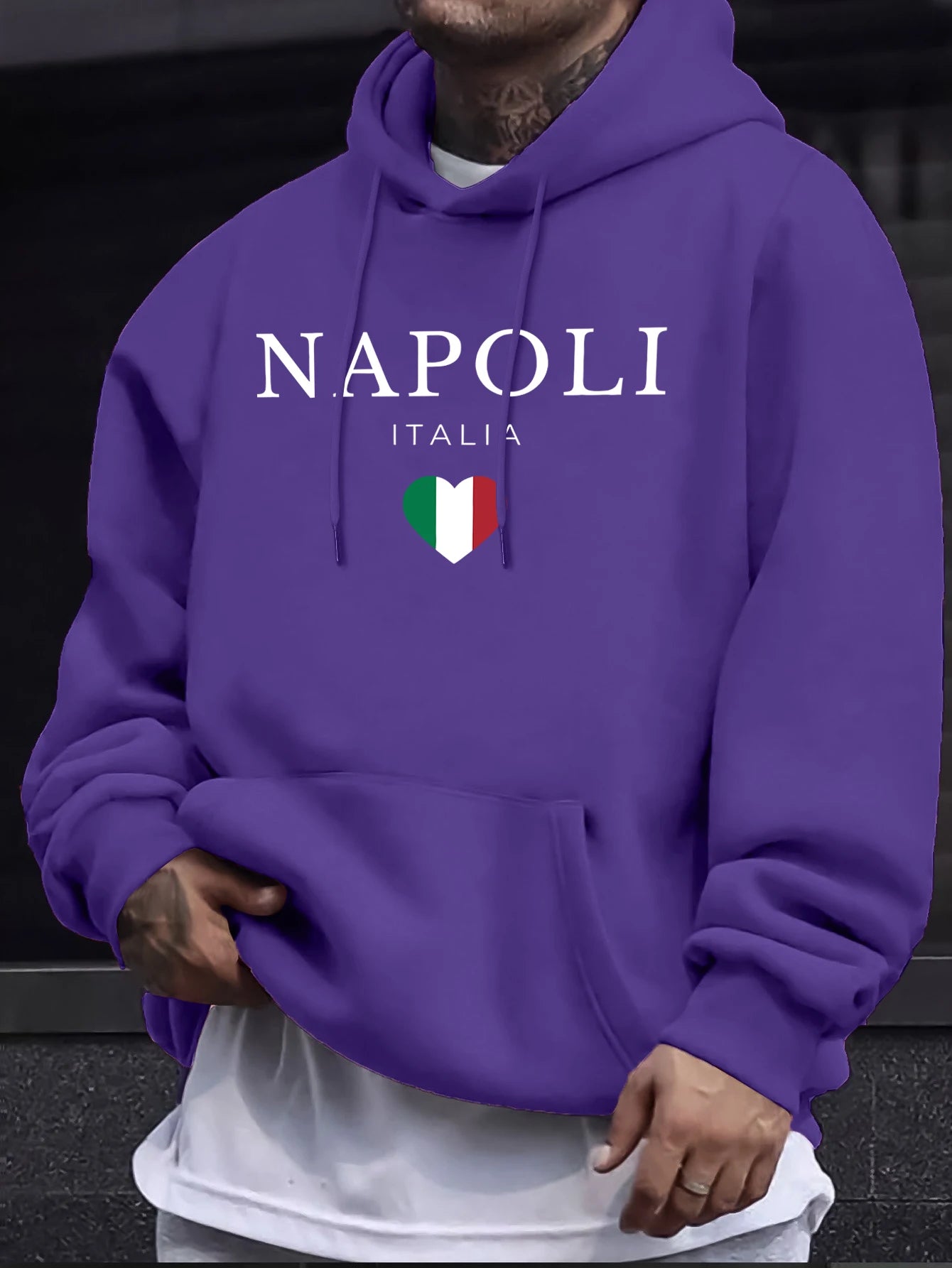 Napoli Italia Letter And Flag Print 12 Color Top Man'S Autumn Casual Pullovers Street Warm Sweatshirt All-Match Commute Hoodie