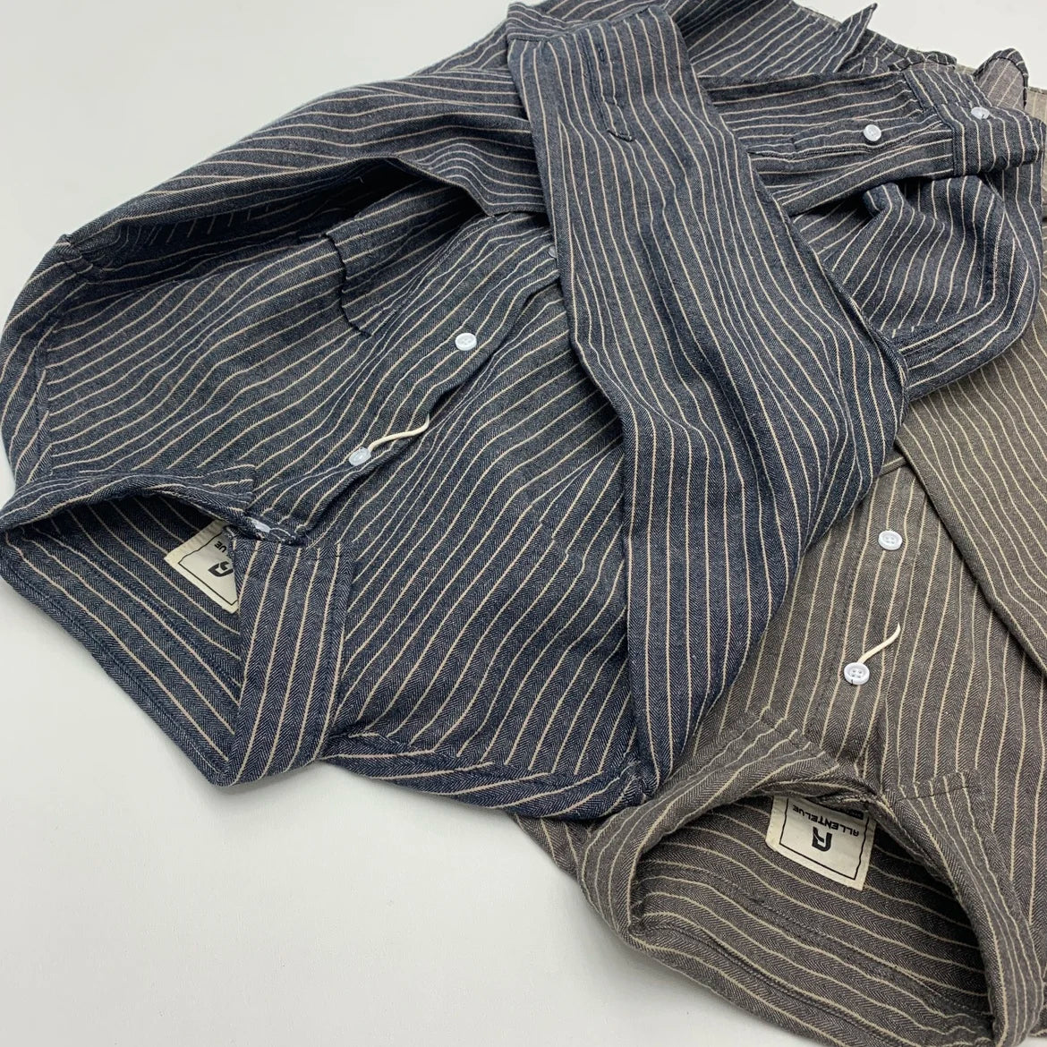 55% Linen 45% Cotton Vintage Striped Shirts for Men American Casual Retro Loose Blouses 2024 Spring Autumn Long Sleeve Male Tops