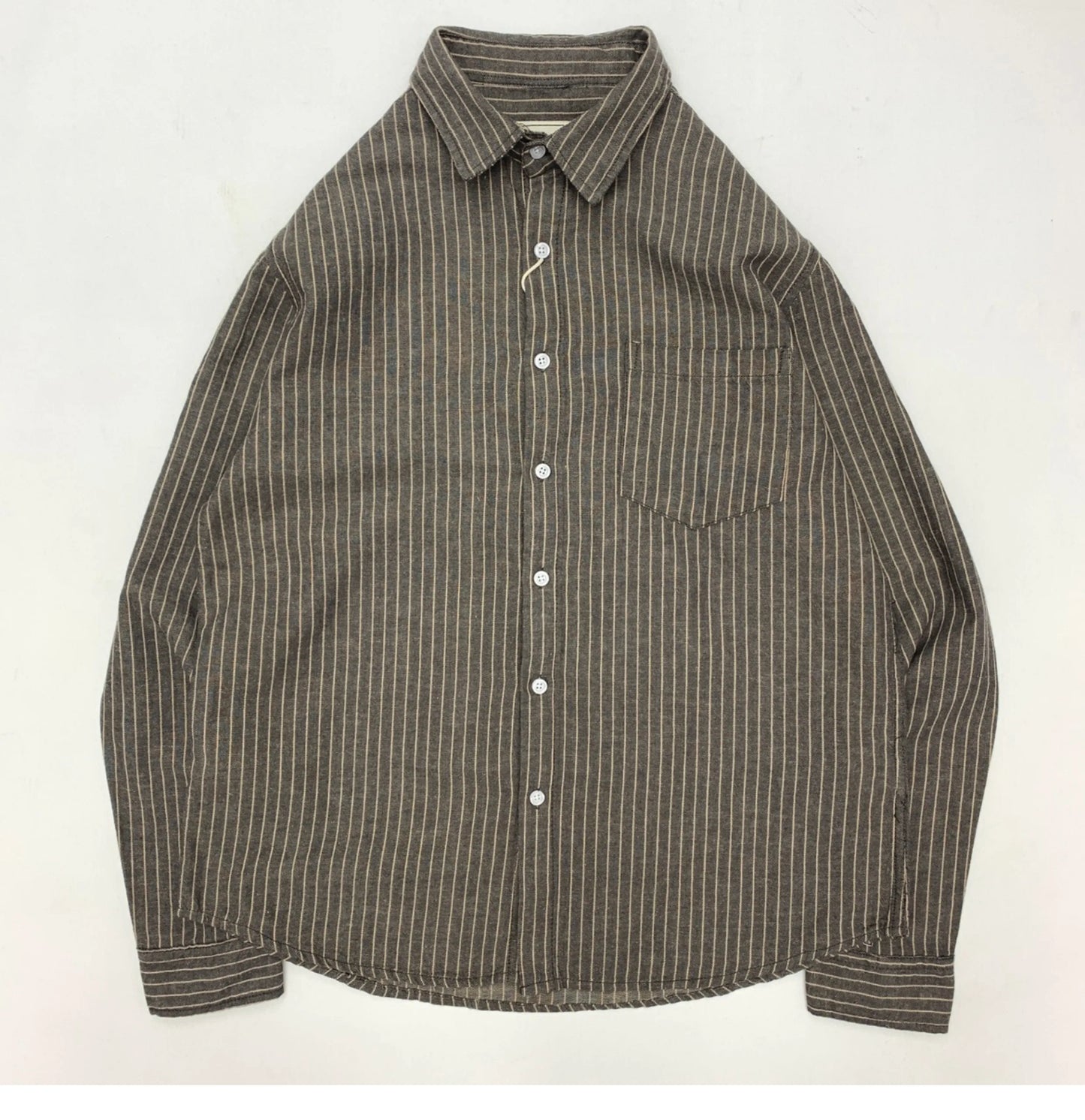 55% Linen 45% Cotton Vintage Striped Shirts for Men American Casual Retro Loose Blouses 2024 Spring Autumn Long Sleeve Male Tops