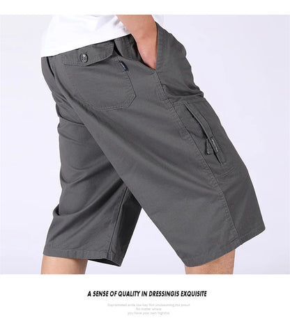 Loose Casual Men Cargo Shorts Summer Pants Elastic Waist Large Size Outdoor Jogging Sweatpants Trend Multi Pockets Short Pants
