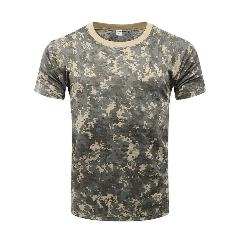Summer Men's Quick Dry Combat T Shirt Military Jungle Desert Camouflage Tactical Short Sleeve Tough Guy Outdoor Hunting Top 6XL