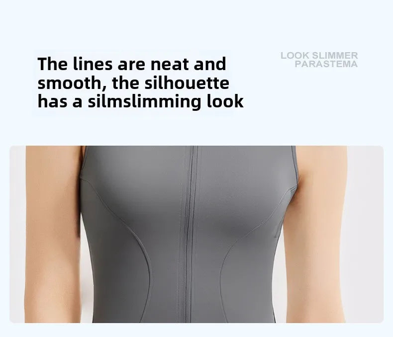 Spring and Summer New Sleeveless Vest Women's Yoga Jacket Slimming Stretch Slim Sports Jacket Standing Collar Zipper Top Fitness