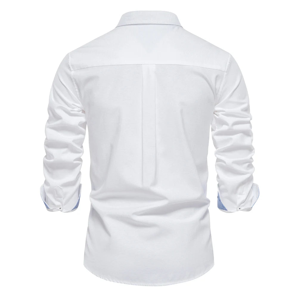AIOPESON 2023 New Autumn Cotton Men's Oxford Shirt Long Sleeve Button Down Social Business Casual Shirts for Men