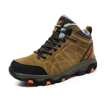 Couples Winter High Top Hiking Shoes Warm Cotton Fleece Outdoor Casual Shoes Large Size Comfortable Breathable Trekking Boots