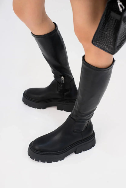 Botas De Mujer Ladies Fashion Knee Boots High Heels Thin Tall Boots Autumn Winter Warm Thick Sole Elastic  Rider Boots