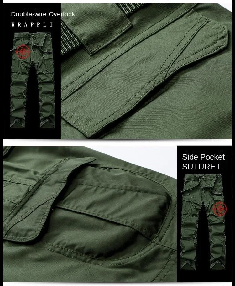 Summer Sets Mens Outdoor Breathable Multiple Pockets Combat Long Sleeve Shirts Cargo Pants Suits Male