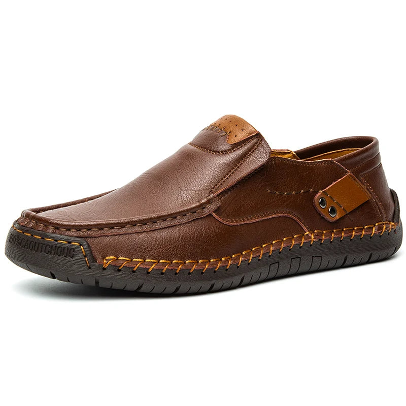 Handmade Leather Men Shoes Casual Comfortable Men Loafers Slip On Leather Shoes Men Flats Hot Sale Moccasins Walking Shoes Man