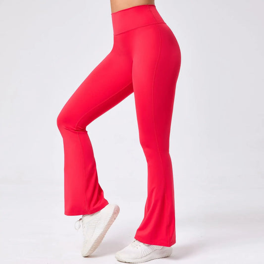 High Waist Sporty Flare Leggings Trousers Women Trends Scrunch Bum Leggings for Fitness Yoga Pants Gym Tights Push Up Red Black