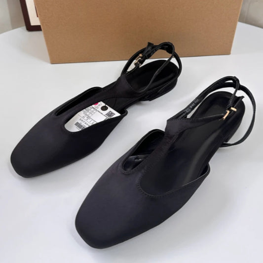 Women's Mary Jane Shoes Butterfly Bow Decoration Square Head Outside Dance Female Ballet Flats Designer 2026 Summer Footwear