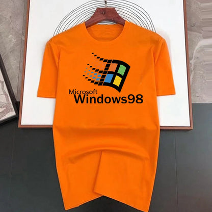 Windows 98 T Shirt Men Women's Crewneck 100% Cotton Windows98 Classic Computer System Tee Shirts Gift Idea Clothes