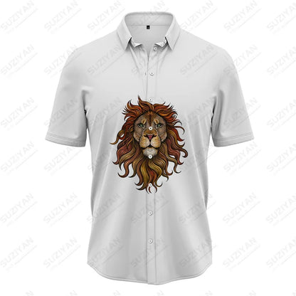3D Lion Print Shirt Summer Men's Fashion Shirt Classic Comfortable Breathable Shirt Summer Harajuku Men's Shirt Top