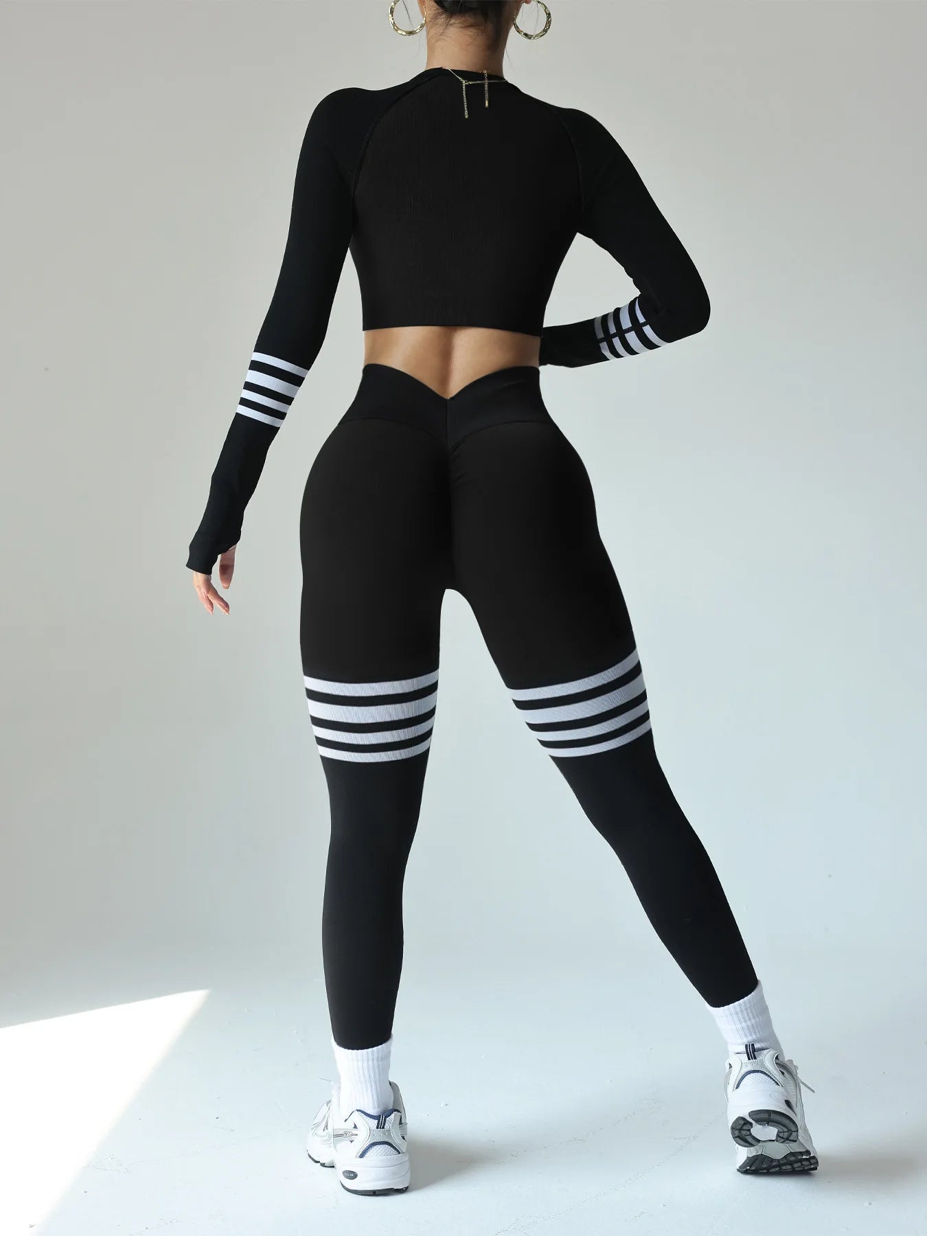 Women Gym Sets V Back Leggings Casual T Shirt Crop Tops Tracksuits Sports Suits Workout Athletic Yoga Pants Training Sportswear