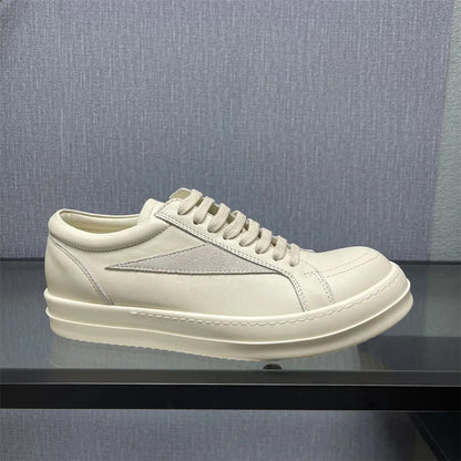 Men Casual Shoes Women Lace Up Leather Luxury Trainers Platform High Street Vintage Trendy Designer White Sneakers