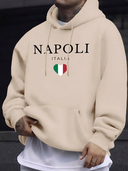 Napoli Italia Letter And Flag Print 12 Color Top Man'S Autumn Casual Pullovers Street Warm Sweatshirt All-Match Commute Hoodie