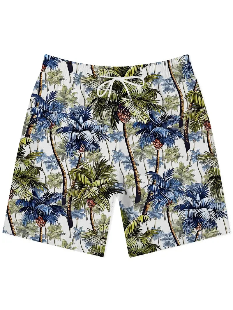 2025 New Men Shorts Beach Shorts Quick Drying 3D Print Retro Flower Pattern Beach Shorts Harajuku Casual Unisex Swimming Trunks