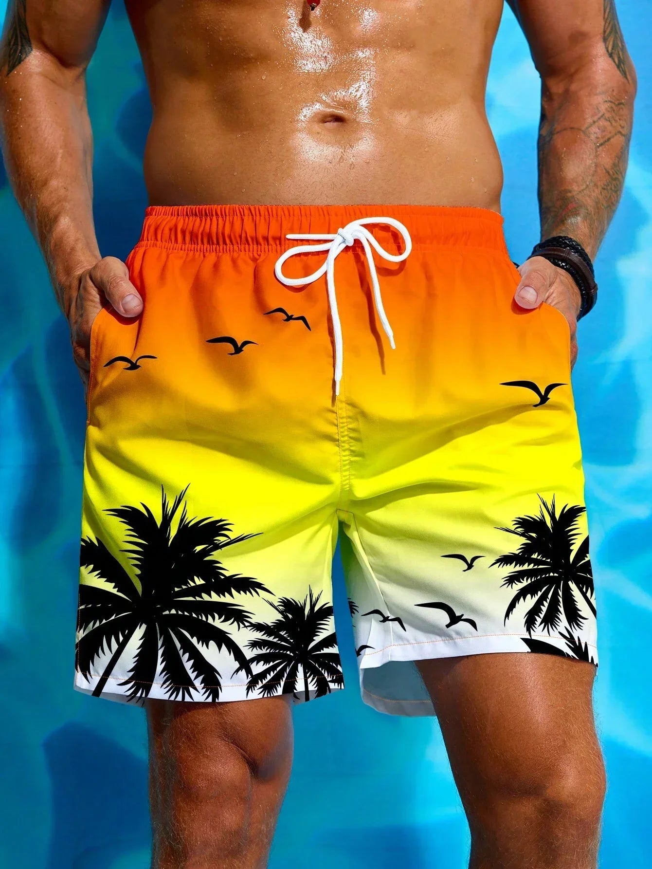 Striped Beach Shorts Men Fashion Swimwear Board Shorts Trunk Gym Fitness Pants Men's Briefs Swimsuit Kids Beachwear Short Boy