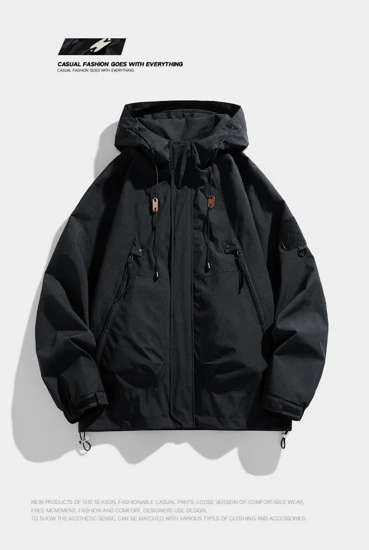 Spring Autumn Men's Jacket Casual Hooded Windproof Outwear Camping Hiking Climbing Outdoor Jackets Male Trendy Streetwear