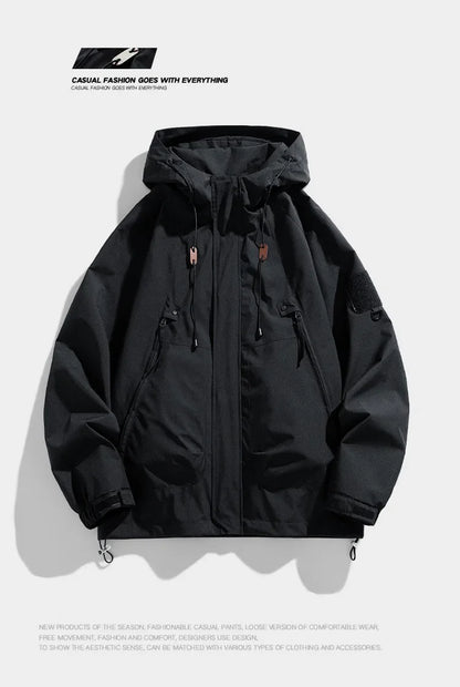 Spring Autumn Men's Jacket Casual Hooded Windproof Outwear Camping Hiking Climbing Outdoor Jackets Male Trendy Streetwear