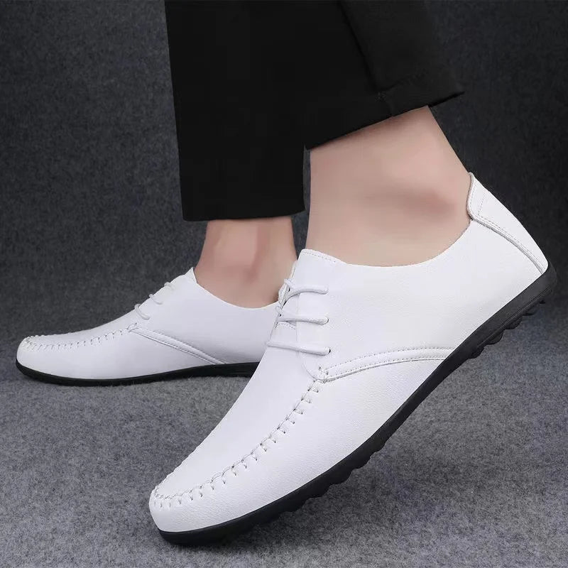 Leather Men Shoes Fashion Formal Mens Shoes Moccasins Italian Breathable Male Driving Shoes Black Plus Size Zapatos Para Hombres