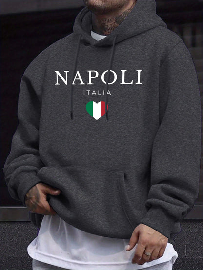 Napoli Italia Letter And Flag Print 12 Color Top Man'S Autumn Casual Pullovers Street Warm Sweatshirt All-Match Commute Hoodie