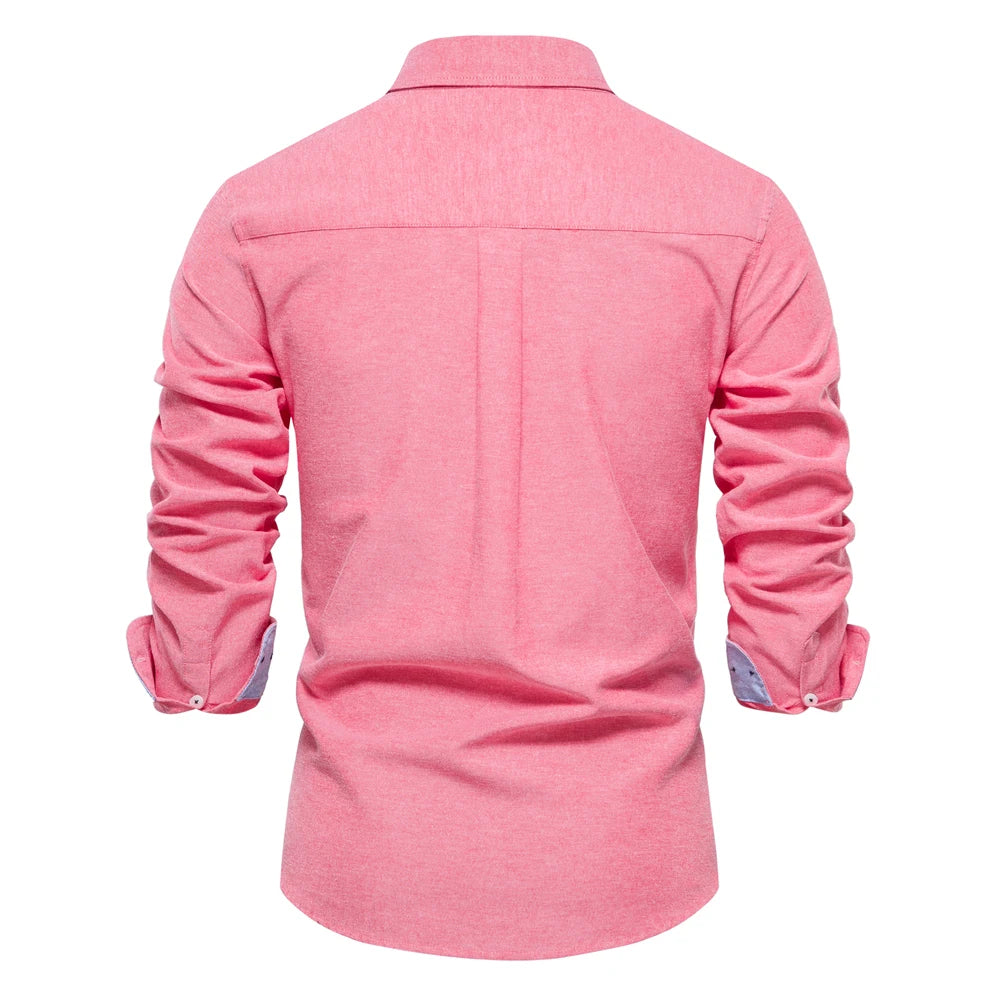 AIOPESON 2023 New Autumn Cotton Men's Oxford Shirt Long Sleeve Button Down Social Business Casual Shirts for Men