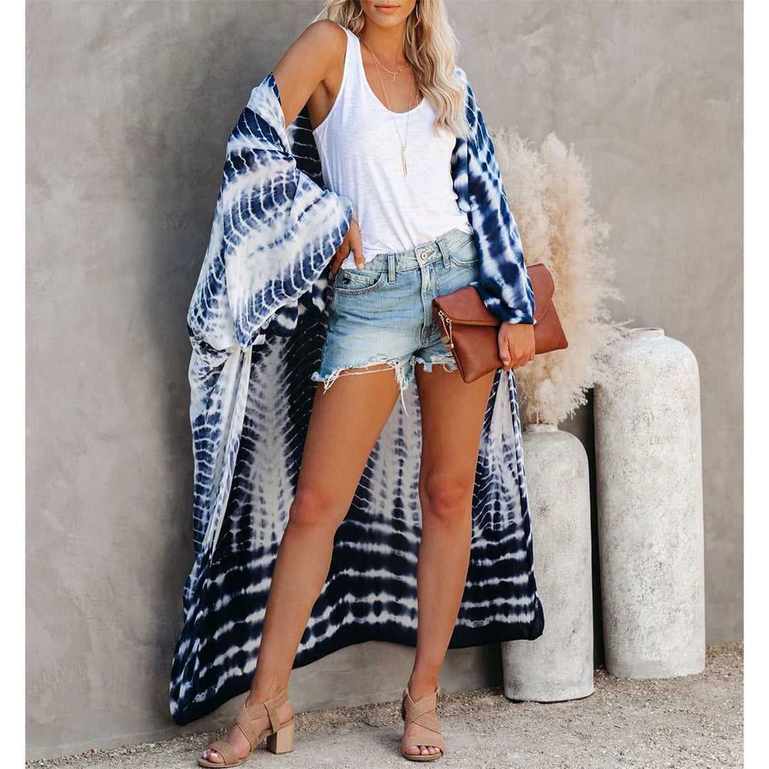 New 11 Colors Printed Long Sleeve With Belt Tunic Beach Cover Up Cover-ups Beach Dress Beach Wear Beachwear Female Women V4521